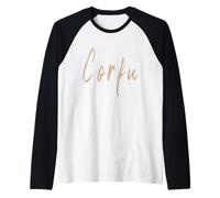 Corfú Grecia Diseño Vintage Elegante Camiseta Manga Raglan