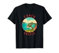 Corfú Grecia Retro Círculo Envejecido Camiseta