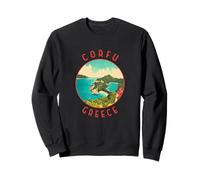 Corfú Grecia Retro Círculo Envejecido Sudadera