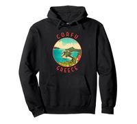 Corfú Grecia Retro Círculo Envejecido Sudadera con Capucha