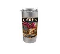 Corfú Grecia Vacaciones aCorfu Family Trip luna de miel Vaso térmico de acero inoxidable de doble pared