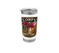 Corfú Grecia Vacaciones aCorfu Family Trip luna de miel Vaso térmico de acero inoxidable de doble pared