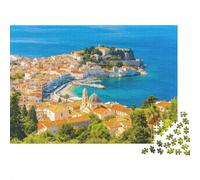 Corfu Town Jigsaw Puzzle 1000 Pieces Recycled Paper Greek Islands Jigsaw Puzzles Educational Game Desafío Divertido Family Game for Adults and Age 10 52x38cm/1000pcs