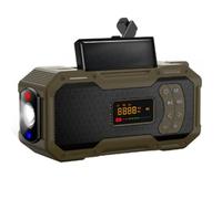 Corghd Radios meteorológicas de emergencia con manivela solar Bluetooth, altavoz portátil AM FM 5000 mAh, funciona con pilas, resistente al agua