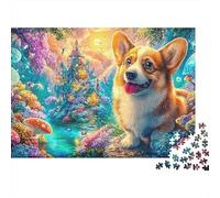 Corgi Alegre en un Colorido Mundo de fantasía Puzzle De 1000 Piezas Perro Lindo Perfecto Regalo para Niños, Niñas, Hombres Y Mujeres 52x38cm/1000pcs