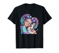 Corgi, amante de los perros, niña, pelo arcoíris, bonito regalo para dueña Camiseta
