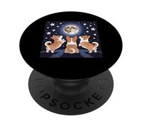 Corgi Aullando en la Luna, decoración acogedora para Amantes de los Corgi, Divertidos Corgis PopSockets PopGrip Adhesivo