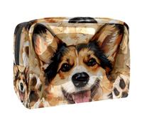 Corgi - Bolsa de cosméticos con diseño de perro y pata para mujer, bolsa de viaje grande de PVC para maquillaje, organizador con cremallera, multicolor, 18.5x7.5x13cm/7.3x3x5.1in, Neceser