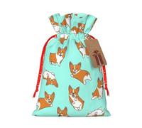 Corgi - Bolsa de Navidad con estampado de perro con cordón para regalos de vacaciones, saco de Navidad, decoración de fiesta