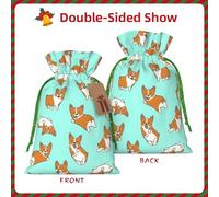 Corgi - Bolsa de Navidad con estampado de perro lindo saco de regalo festivo con cordón para decoración de fiesta