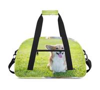 Corgi - Bolsas de lona para niñas y niños, lindo perro Corgi durante la noche, bolsa de viaje de fin de semana, bolsa de viaje de 24 L, bolsa de deporte para gimnasio, bolsa de práctica, color, 24 L,