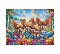 Corgi Bosque de Flores Puzzle 500 Piezas Educativo Impresión HD Juego De Rompecabezas para Familia Entretenimiento Inteligente Construir Maquetas 500 PCS