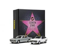 Corgi CC91992 Screen Stars - Ford Capri Mk2 20S blanco diamante, Jaguar XJ6 Serie 2 plateado, modelo de fundición a presión