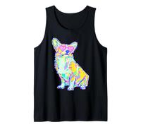 Corgi Colorido con Gafas de Sol de corazón Coastal Summer Vibes Camiseta sin Mangas