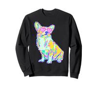 Corgi Colorido con Gafas de Sol de corazón Coastal Summer Vibes Sudadera