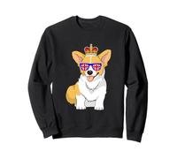 Corgi con Gafas de Sol y Corona Bandera de Inglaterra Sudadera
