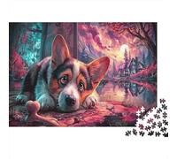Corgi con Hueso por la Ventana al Atardecer Puzzle 1000 Piezas Mascotas Rompecabezas - Desafiante, Adultos, Regalo, Decoración del Hogar 38x26cm/1000pcs