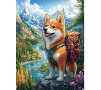 Corgi con una Mochila Puzzle 500 Piezas Cartón Grueso para Toda La Familia Mascota de Vida Silvestre Desarrollo Lógica Agilidad Mental Actividad Hacer En Grupo Idea De Regalo 500 PCS