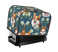 Corgi - Cubierta para tostadora de 2 rebanadas impresa sobre fondo azul, a prueba de polvo, resistente al aceite, protege pequeños electrodomésticos de cocina