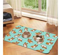 Corgi Cute Dog,Waterproof Pet Feeding Mat,PU Leather Placemats for Cat Dog Water Bowl,Food Mats,40x60cm