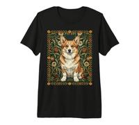 Corgi Dog al Estilo de William Morris Arts Camiseta Premium