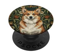 Corgi Dog al Estilo de William Morris Arts PopSockets PopGrip Adhesivo
