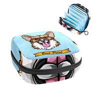Corgi Dog Blue Period Pouch portátil, bolsa de almacenamiento de tampones para servilletas sanitarias, Varios colores, 4.7x6.6x6.6 in/12x17x17 cm