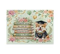 Corgi Dog Congrats Grad - Rompecabezas de 500 piezas, libro de graduación, rompecabezas de madera, decoración de patrón de clase de 2026 para entretenimiento en el hogar