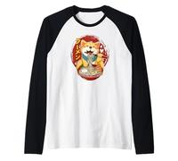 Corgi-Dog - Cuenco de Sopa de Fideos Ramen Pho Japón Kawaii Camiseta Manga Raglan