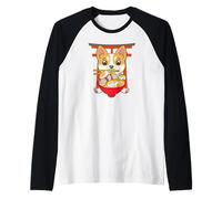 Corgi-Dog - Cuenco de Sopa de Fideos Ramen Pho Japón Kawaii Camiseta Manga Raglan