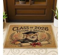 Corgi Dog Felpudo para puerta delantera, color negro, 29 x 17 pulgadas, tapete antideslizante para diploma de graduación, para exteriores, clase pequeña de 2026, para patio, garaje, zapatos fuera de