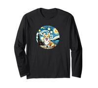 Corgi Dog Mom Dad Cute, estilo Van Gogh Starry Night Manga Larga