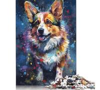 Corgi Dog Painting Puzzles Imposible,desafío for Adults Entretenimiento Creativo 520 Piezas Obra De Arte De Juego De para Adultos Y Niños 520pcs (52x38cm)