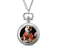 Corgi Dog - Reloj de bolsillo vintage con colgante de aleación, diseño de perro japonés, regalo para hombres y mujeres, Estilo plateado, talla única