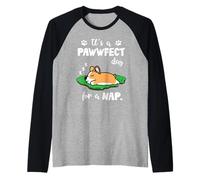 Corgi Dog Sleep It's A Pawwfect Day For A Nap Puppy Lovers Camiseta Manga Raglan