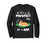 Corgi Dog Sleep It's A Pawwfect Day For A Nap Puppy Lovers Manga Larga