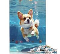 Corgi Dog Swimming Puzzle Imposible,desafío for Adults Juego Educativo 1000 Piezas Obra De Arte De Juego De para Adultos Y Niños A Partir De 12 Años 1000pcs (75x50cm)