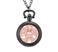 Corgi Dogs - Reloj de bolsillo vintage con colgante de aleación, regalo para hombres y mujeres, Estilo negro, talla única