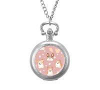 Corgi Dogs - Reloj de bolsillo vintage con colgante de aleación, regalo para hombres y mujeres, Estilo plateado, talla única