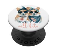 Corgi Dogs Sweet Will Bite Savage, descarado y Lindo Humor PopSockets PopGrip Adhesivo