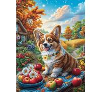 Corgi en el huerto de manzanos Puzzle 1000 Piezas Desafío Intelectual Cuento de Hadas fantástico Animal Rompecabezas para Adultos Obra De Arte Colorido DIY Creativo Decoración Hogar 1000 PCS