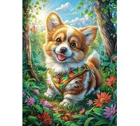 Corgi en el jardín Puzzle 300 Piezas Aliviar Estrés 3D Wild Animals Fantasy Hada Tale Rompecabezas Familiar para Hombres Y Mujeres Obra De Arte Decorativo Hogar 300 PCS