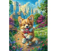 Corgi en el jardín Rompecabezas 300 Piezas Cartón Grueso para Coleccionistas Cuentos de Hadas de Animales y Plantas Noches De Cita Mejora Concentración Ocio En Casa Regalo Reyes Magos 300 PCS