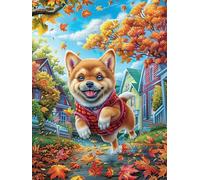 Corgi en jardín de otoño Puzzle 500 Piezas Impossible Creativo Único Mitos de Cuentos de Hadas Rompecabezas 3D Obra De Arte para Toda La Familia Juguete Educativo Decoración 500 PCS
