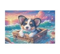 Corgi en la Caja Entre Las Olas Puzzle 1000 Piezas Cartón con Papel Toda La Familia Tiempo Libre En Casa Más Vendido Regalo Original 1000 PCS