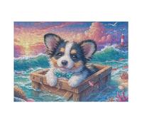 Corgi en la Caja Entre Las Olas Rompecabezas 300 Piezas Cartón Resistente para Toda La Familia Diversión Familia Reducir Estrés Mejor Valorado Detalle De Regalo 300 PCS