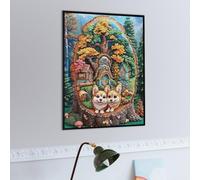 Corgi en la casa del árbol Puzzles 500 Piezas Portátil 3D Animales de paisajes Naturales Rompecabezas Familiar para Toda La Familia Maquetas Educativas Construir Aliviar Estrés 500 PCS