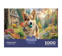 Corgi en la Cinta de Correr Puzzles Actividades Familiares 1000 Piezas Perro de Mascota Lindo Juego De Rompecabezas Decoración del Hogar para Niños Adultos 52x38cm/1000pcs