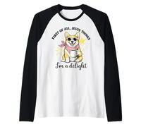 Corgi En Primer Lugar, Jesús Piensa Que Soy una Delicia de Las Mujeres de la Iglesia Camiseta Manga Raglan