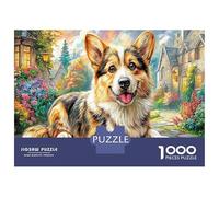 Corgi en Pueblo Puzzle Intelectual Desafío 1000 Piezas Perro de Mascota Lindo Juego De Rompecabezas Decoración del Hogar para Niños Adultos 52x38cm/1000pcs